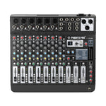 Phenyx Pro PTL-800 - Black - Professional 8-Channel Audio Mixer - Front View