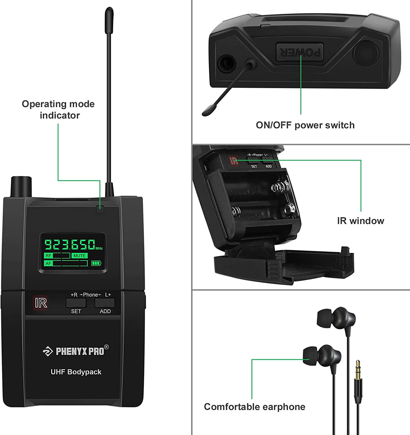 PMR-1 | Stereo Wireless IEM Bodypack Receiver for PTM-10 (500MHz/900MHz) | Stocked in AU