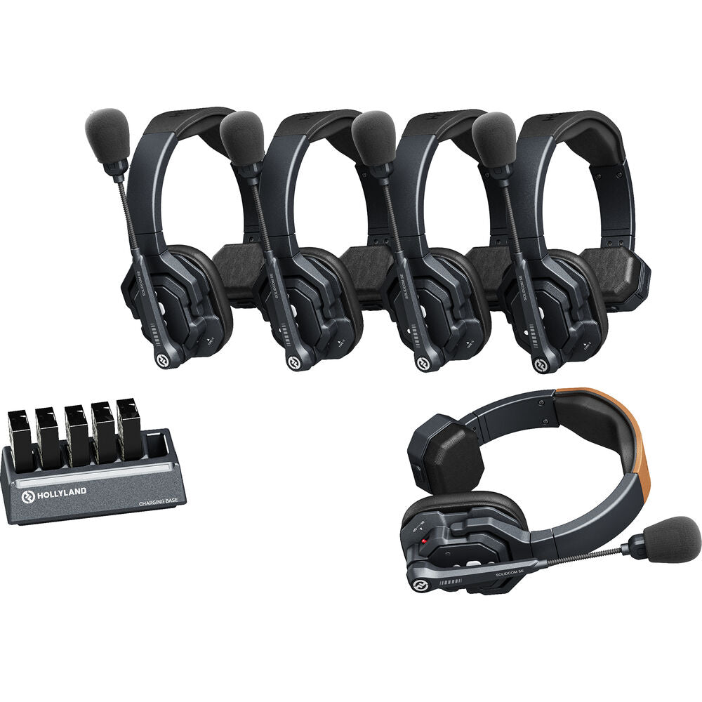 Hollyland Solidcom SE Global 5S 5-Person Full-Duplex Single-Ear Noise-Canceling Headset Intercom System (2.4 GHz), Wireless Intercom Systems, Hollyland at MSMAV