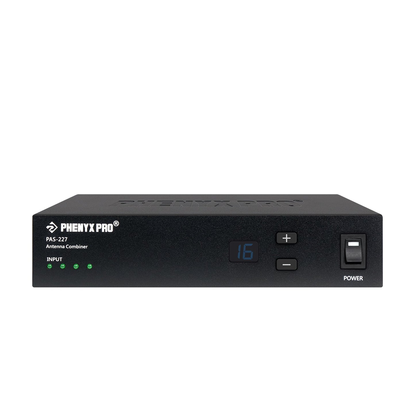 PAS-227X - Black - UHF 4-Way Wireless Receiver - Front - Phenyx Pro 