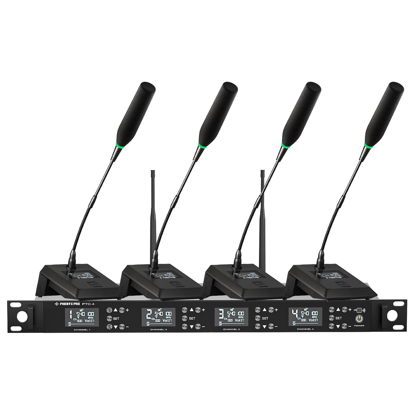 PTC-4 - Black - Wireless Conference Microphone System - Front - Phenyx Pro 