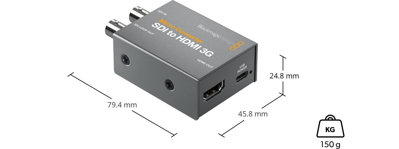 Blackmagic Micro Converter SDI to HDMI 3G dimensions and physical specifications | Stocked in AU
