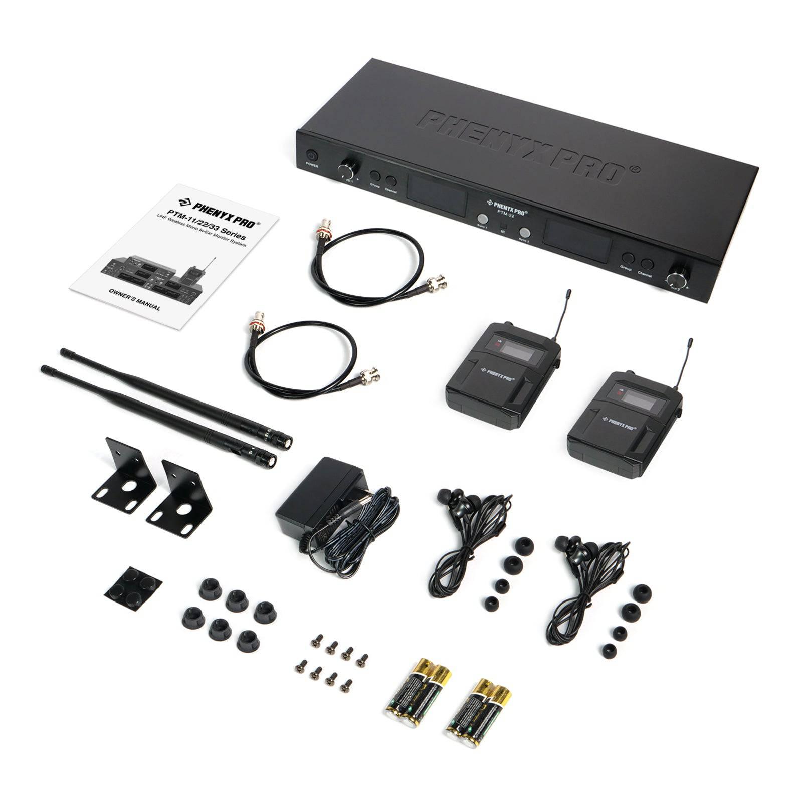 PTM-22-2B | UHF Mono Wireless In-Ear Monitor System w/ 2 Loop Outputs - MSM AV - MSMAV