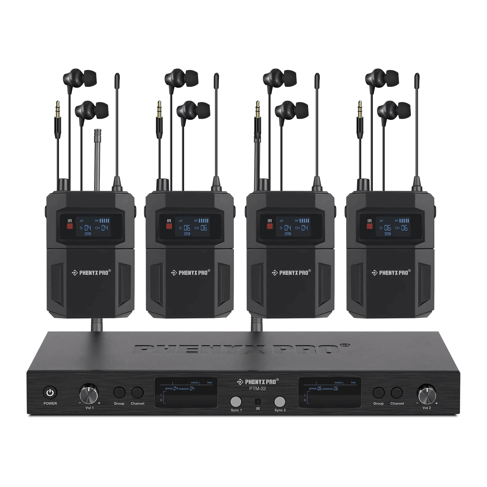 PTM-22-4B | UHF Mono Wireless In-Ear Monitor System w/ 2 Loop Outputs - MSM AV - MSMAV