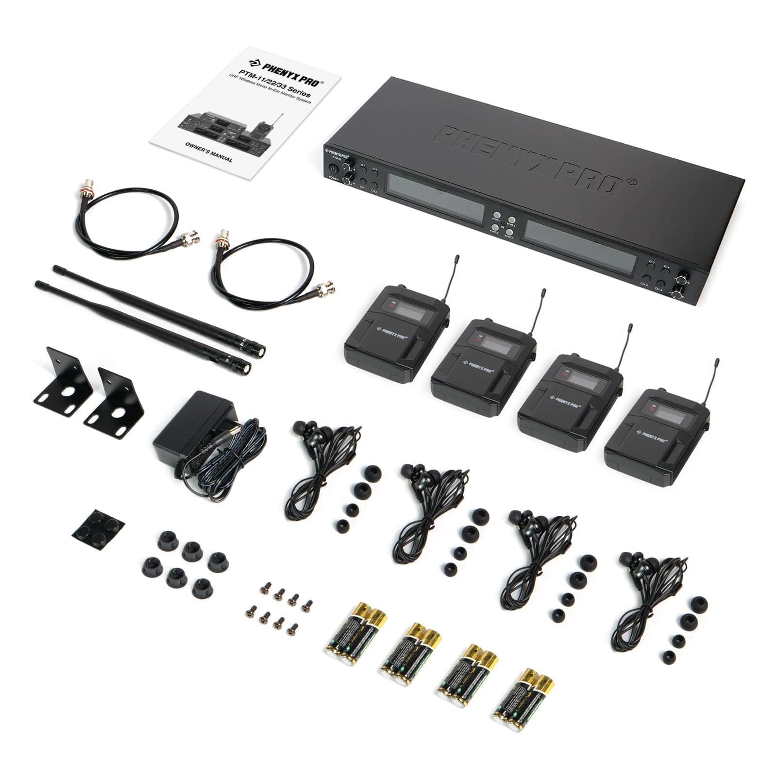 PTM-33-4B | UHF Mono Wireless In-Ear Monitor System w/ 4 Loop Outputs - MSM AV - MSMAV
