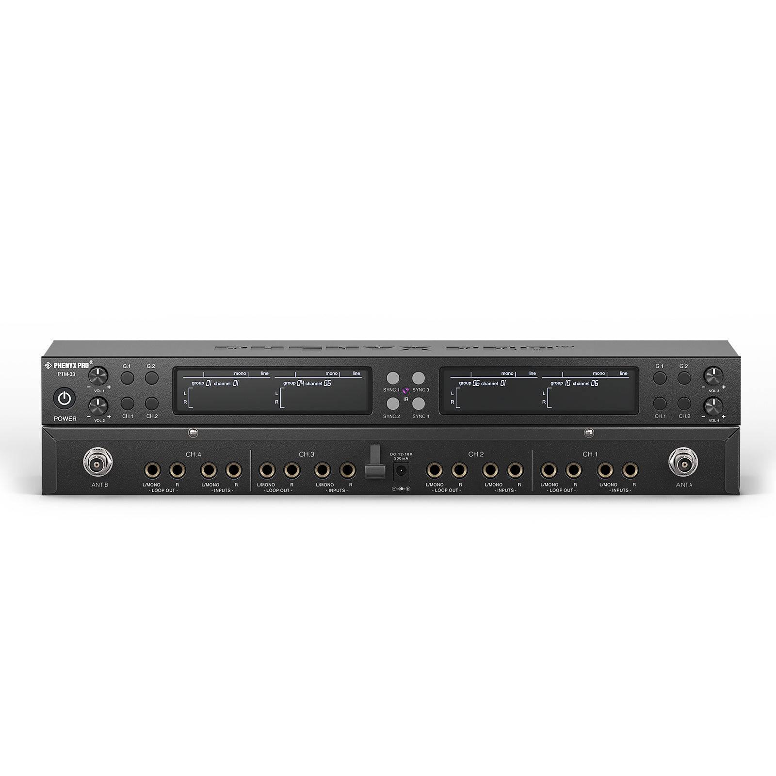 PTM-33-4B | UHF Mono Wireless In-Ear Monitor System w/ 4 Loop Outputs - MSM AV - MSMAV