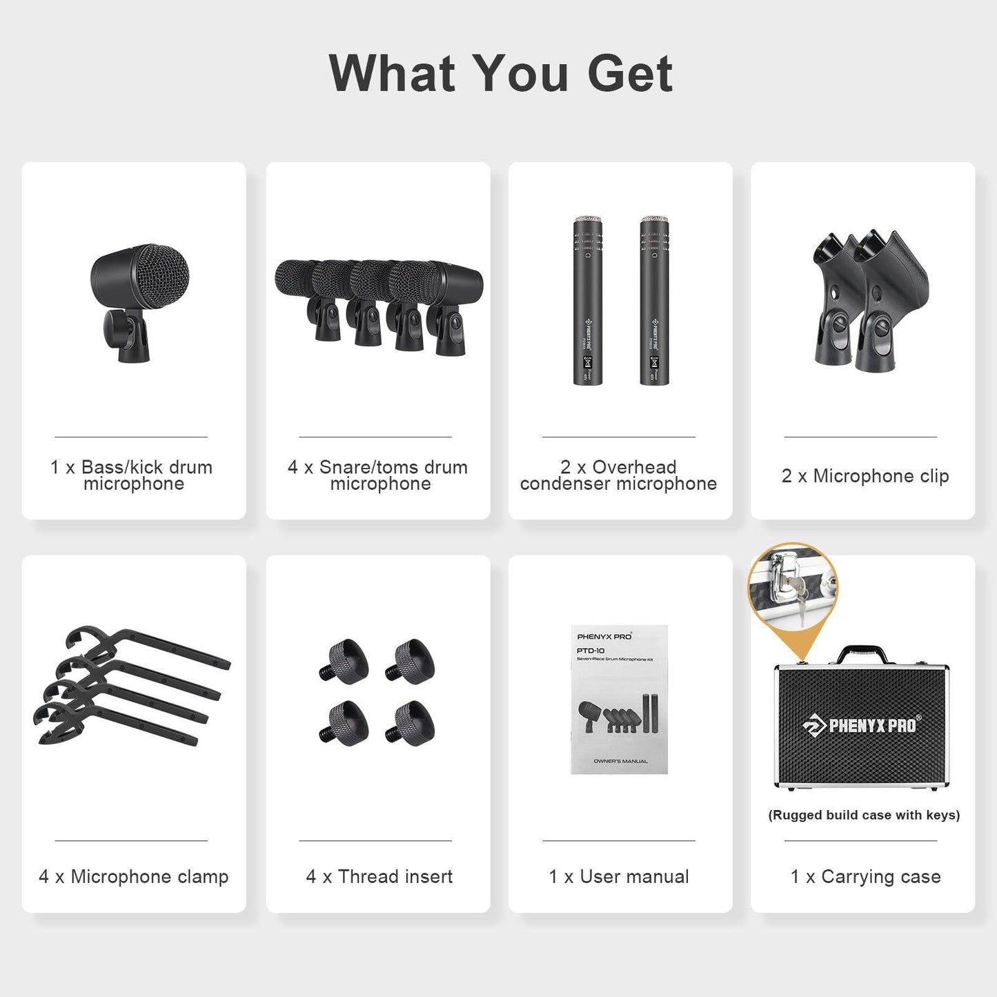 PTD-10 | 7-Piece Drum Microphone Kit w/ Cardioid Patterns - MSM AV - MSMAV