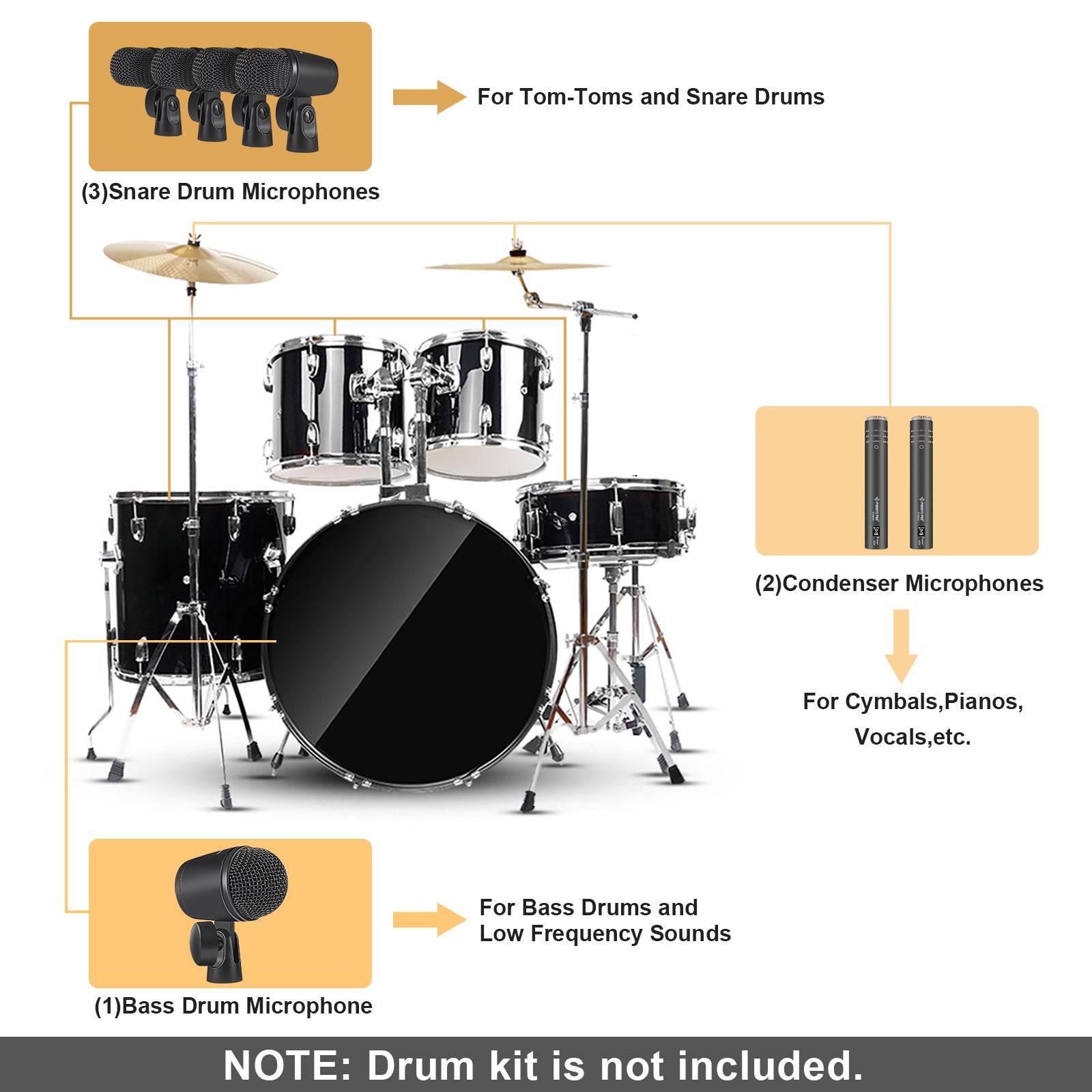 PTD-10 | 7-Piece Drum Microphone Kit w/ Cardioid Patterns - MSM AV - MSMAV
