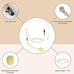 Phenyx Pro Beige Color Lavalier Lapel & Headset Mic Combo with 3 Pin Mini XLR Jack