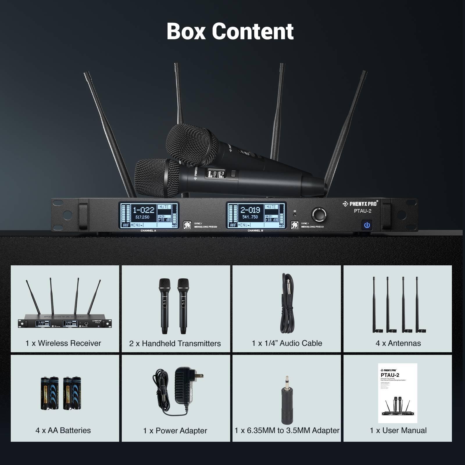 PTAU-2 | Dual-Channel Wireless Dynamic Mic System w/ Spectrum Analyzer - MSM AV - MSMAV
