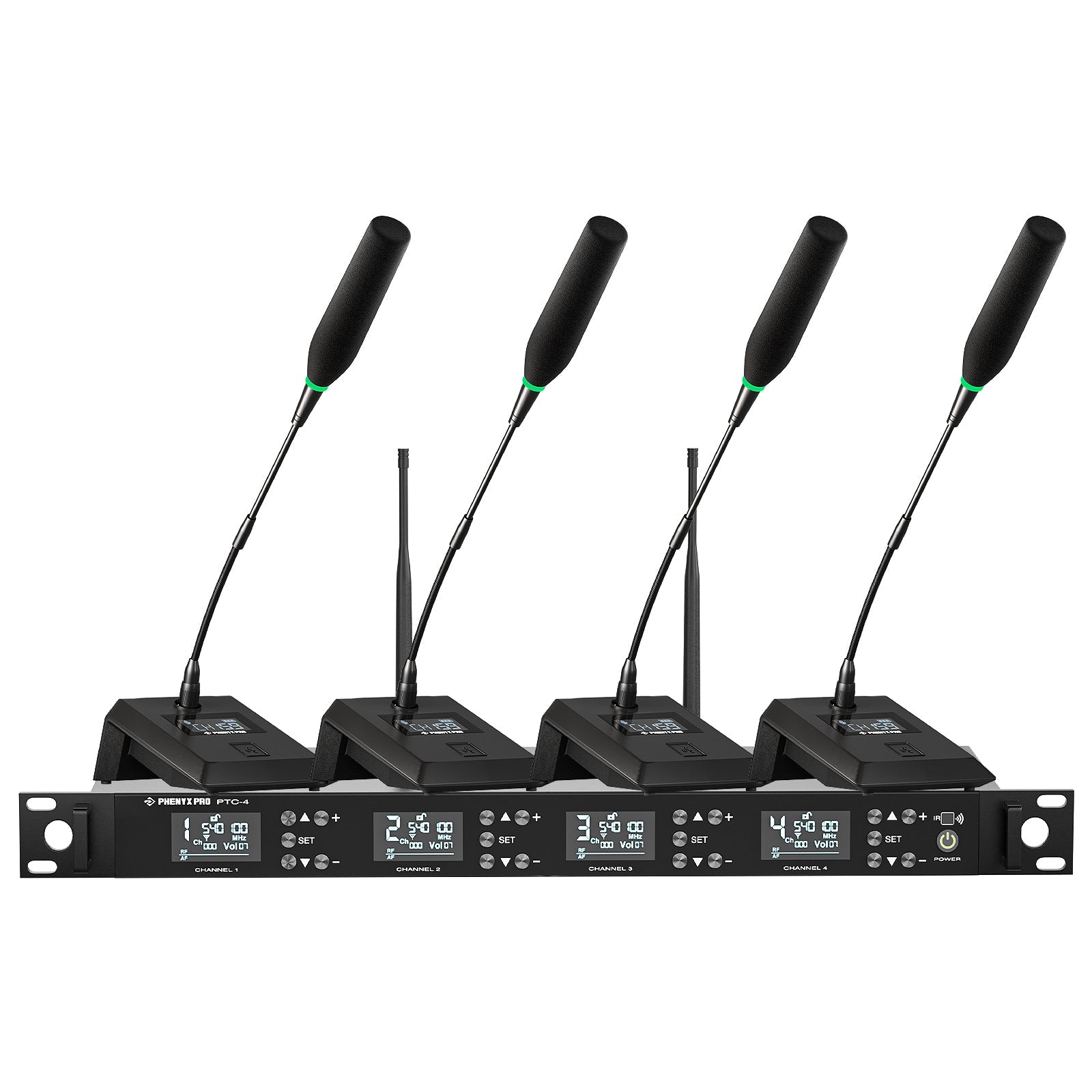 PTC-4 - Black - Wireless Conference Microphone System - Front - Phenyx Pro 