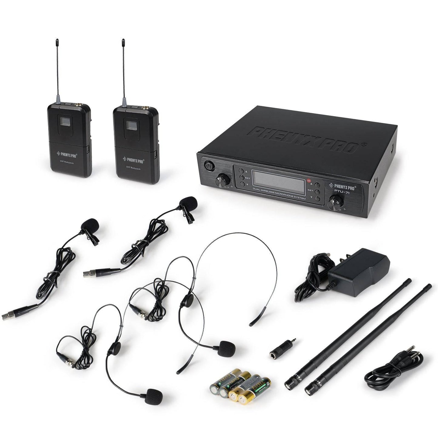 PTU-71-2B | Dual UHF Wireless Microphone System w/ Auto-Scan - MSM AV - MSMAV